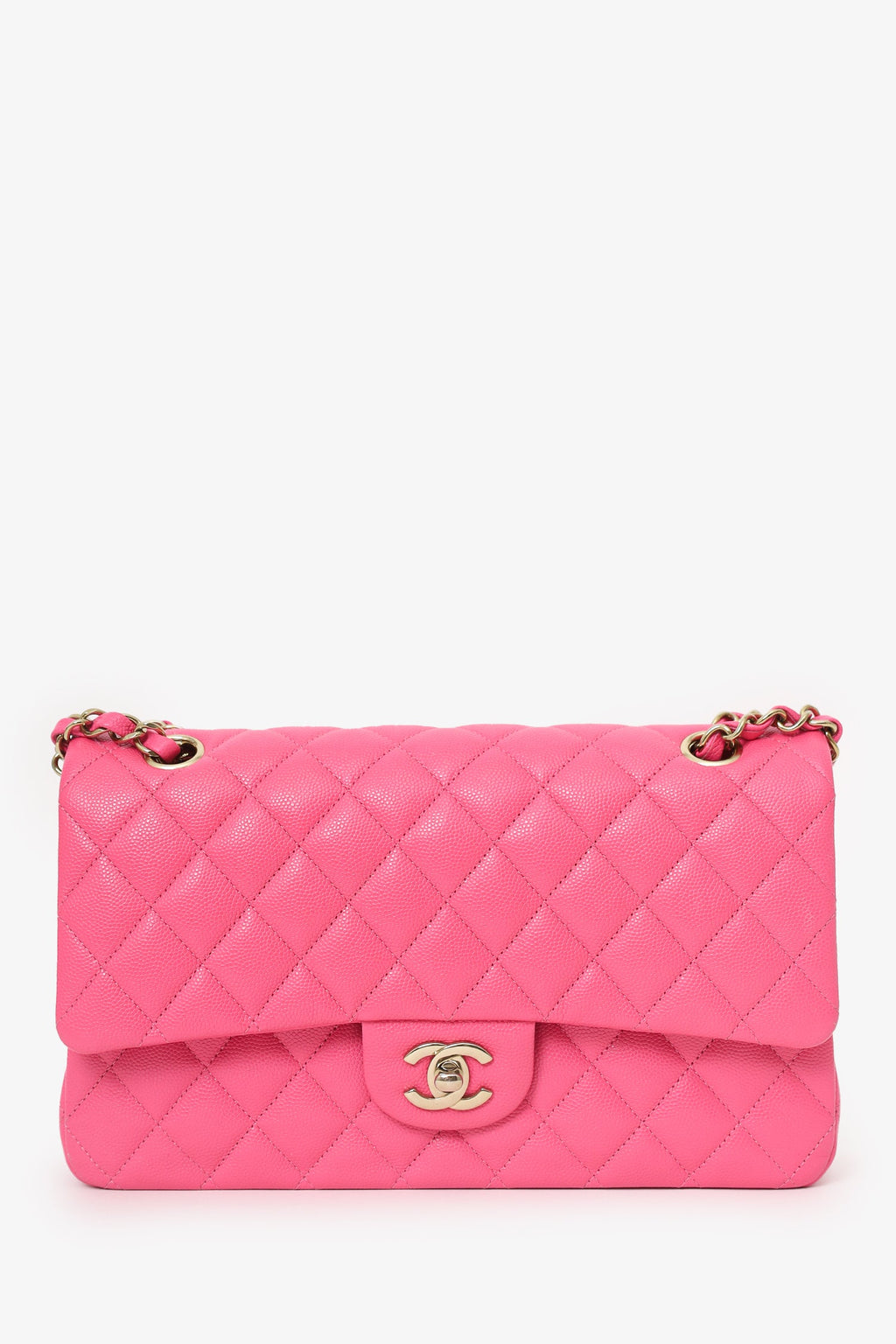 Chanel™ Pink Caviar Leather Medium Classic Double Flap Shoulder Bag