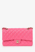 Chanel™ Pink Caviar Leather Medium Classic Double Flap Shoulder Bag