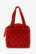 Chanel™ 1996-97 Red Velvet Quilted Mini Square Tote Bag