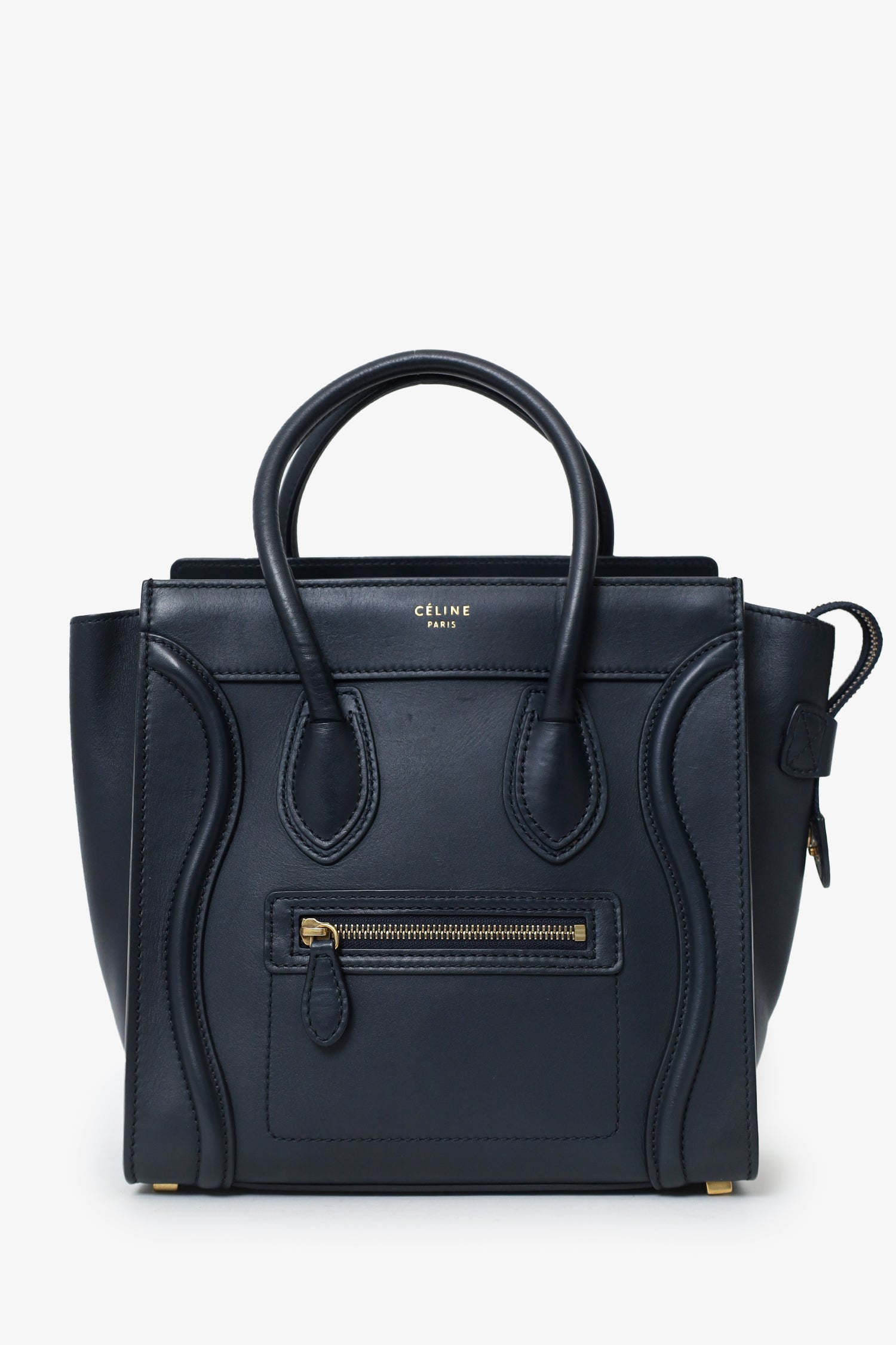 Celine Navy Leather Micro Luggage Tote