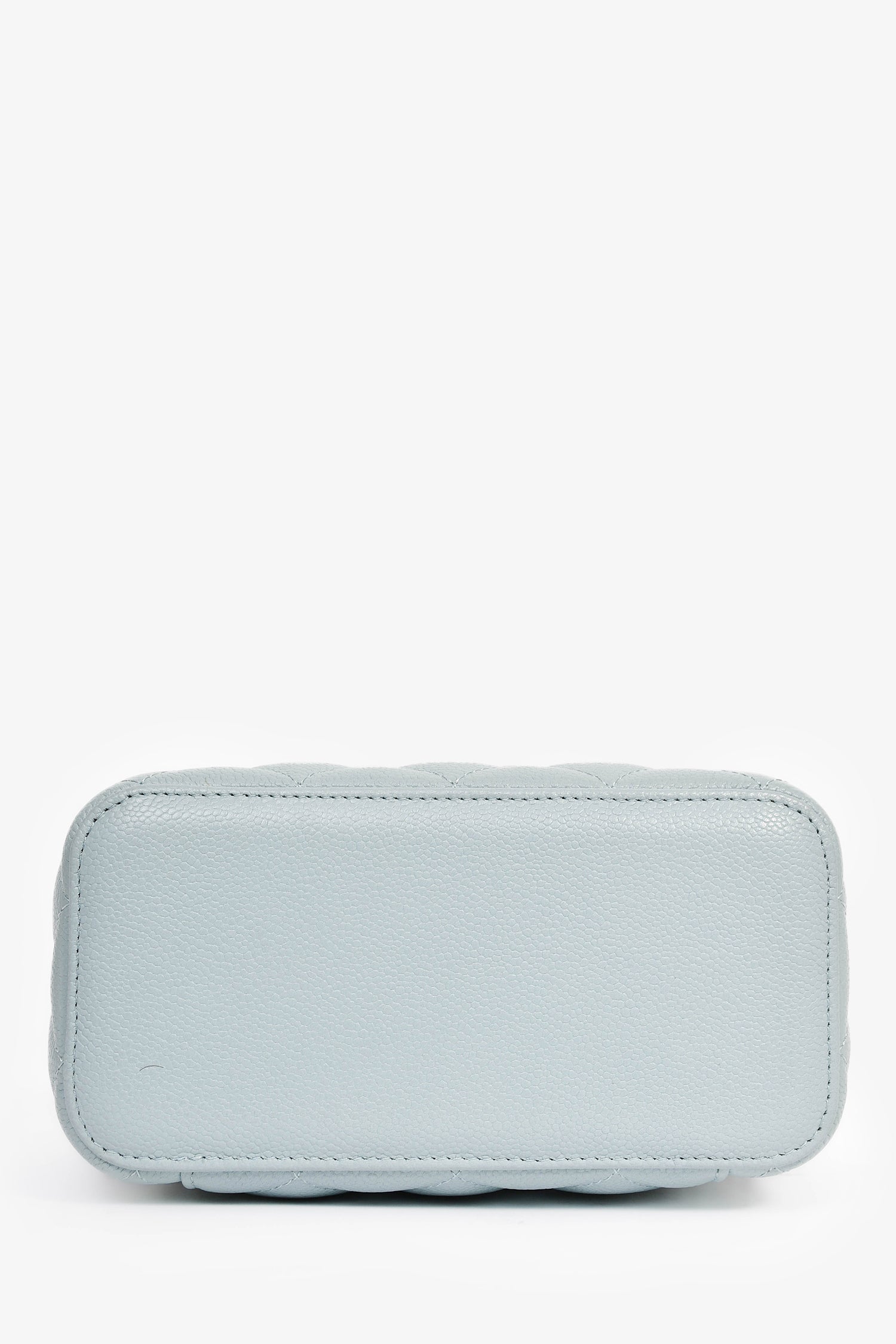 Chanel™ 2021 Blue Caviar Leather Quilted CC Vanity Top Handle Bag
