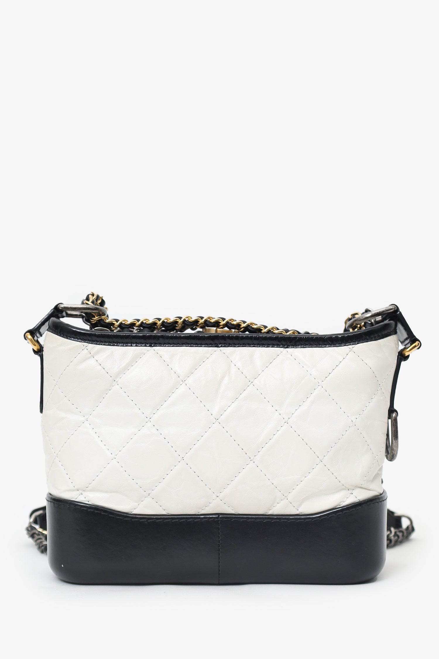 Chanel™ 2016-2017 Black/White Lambskin Leather Small Gabrielle Bag