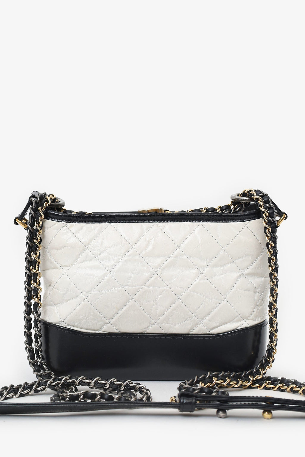 Chanel™ 2016-2017 Black/White Lambskin Leather Small Gabrielle Bag