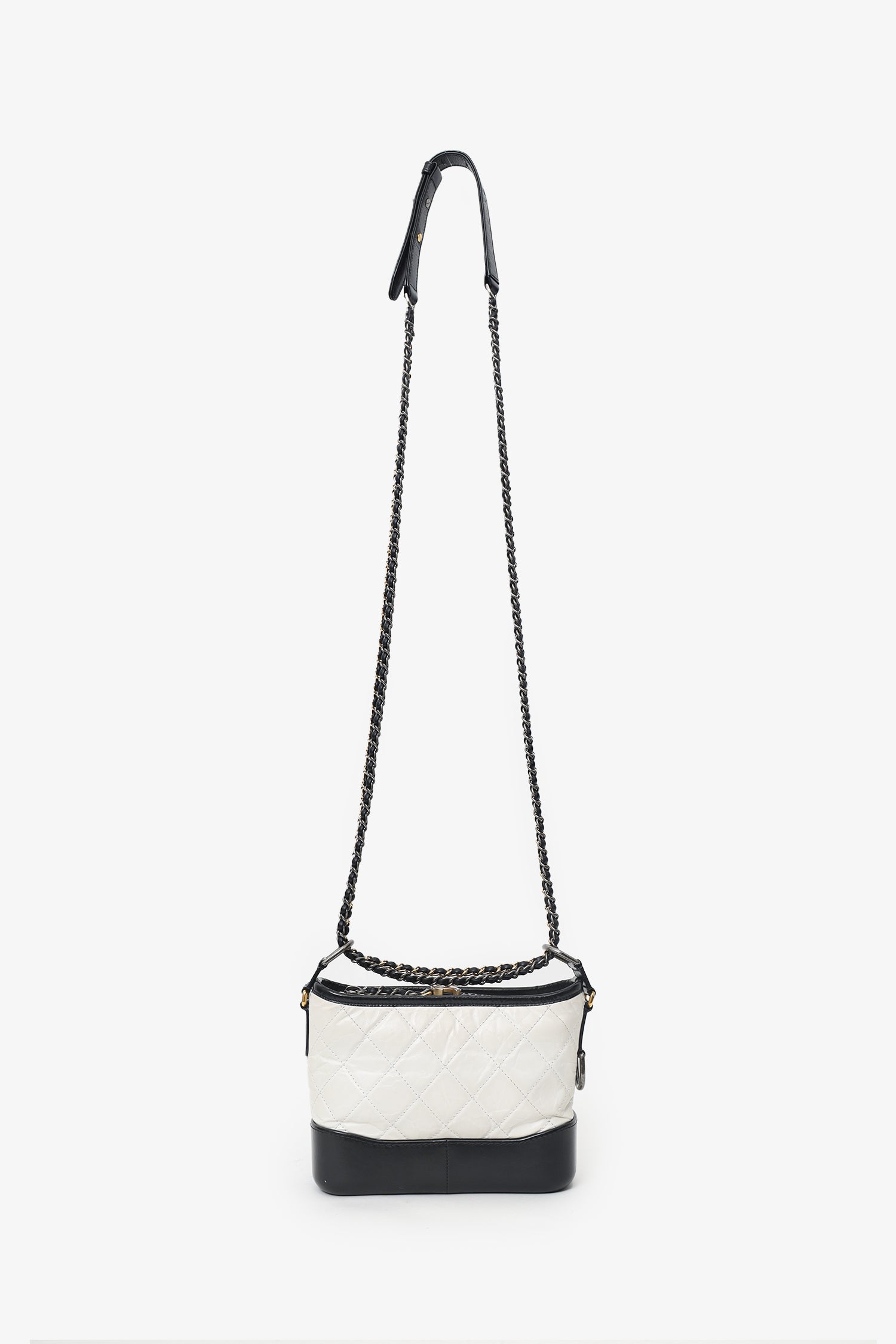 Chanel™ 2016-2017 Black/White Lambskin Leather Small Gabrielle Bag