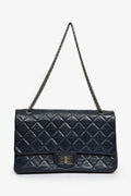 Chanel™ 2011-12 Navy Quilted Lambskin 227 Maxi Reissue Flap Shoulder Bag