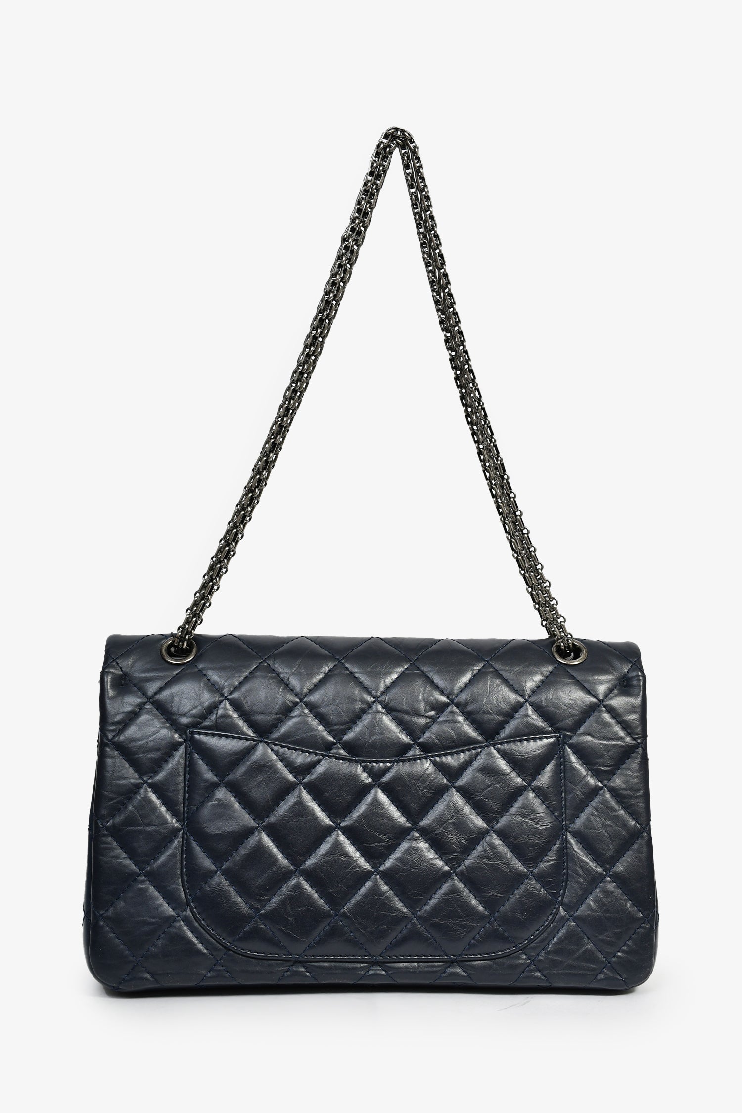 Chanel™ 2011-12 Navy Quilted Lambskin 227 Maxi Reissue Flap Shoulder Bag