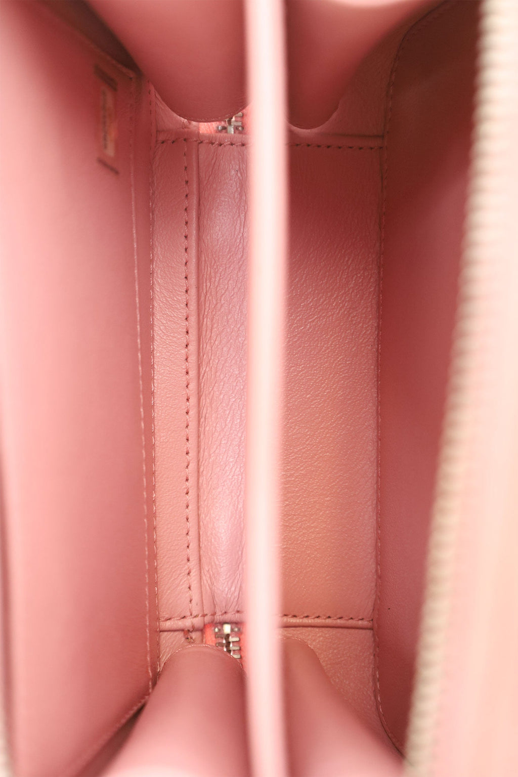 Chanel™ 2019 Pink/White Caviar Quilted Striped Small CC Filigree Vanity Case