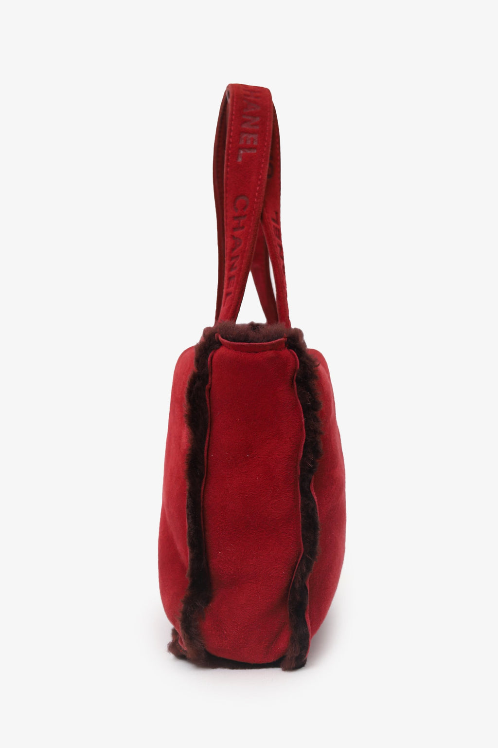 Chanel™ 1997-99 Red Suede Fur Trimmed Mini Tote