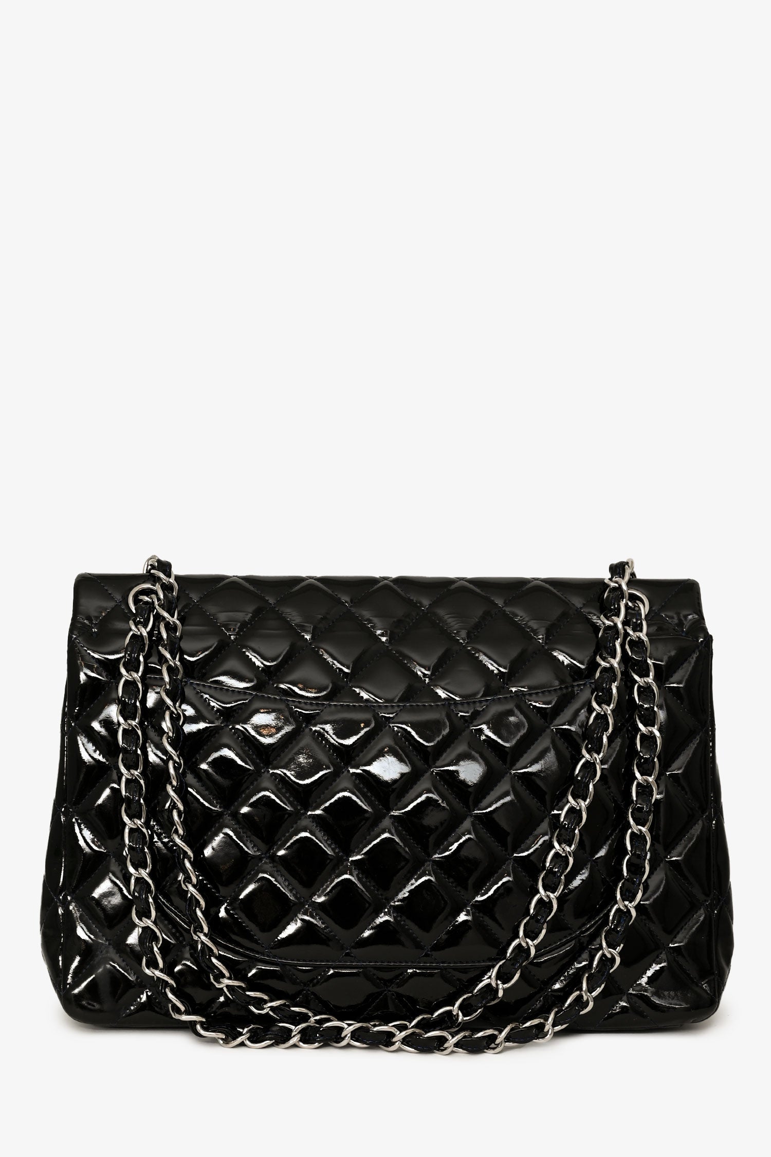 Chanel™ 2010-11 Black Patent Leather Maxi Jumbo Double Flap