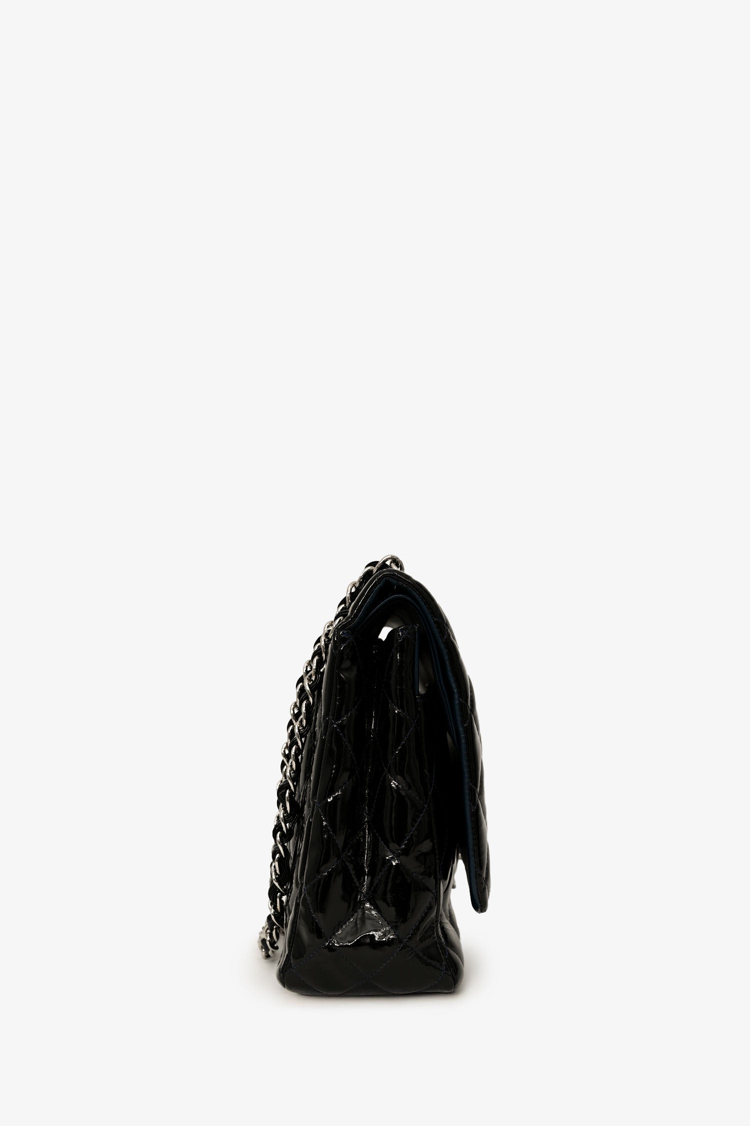 Chanel™ 2010-11 Black Patent Leather Maxi Jumbo Double Flap