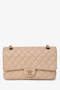 Chanel™ 2009-10 Beige Caviar Leather Medium Double Flap