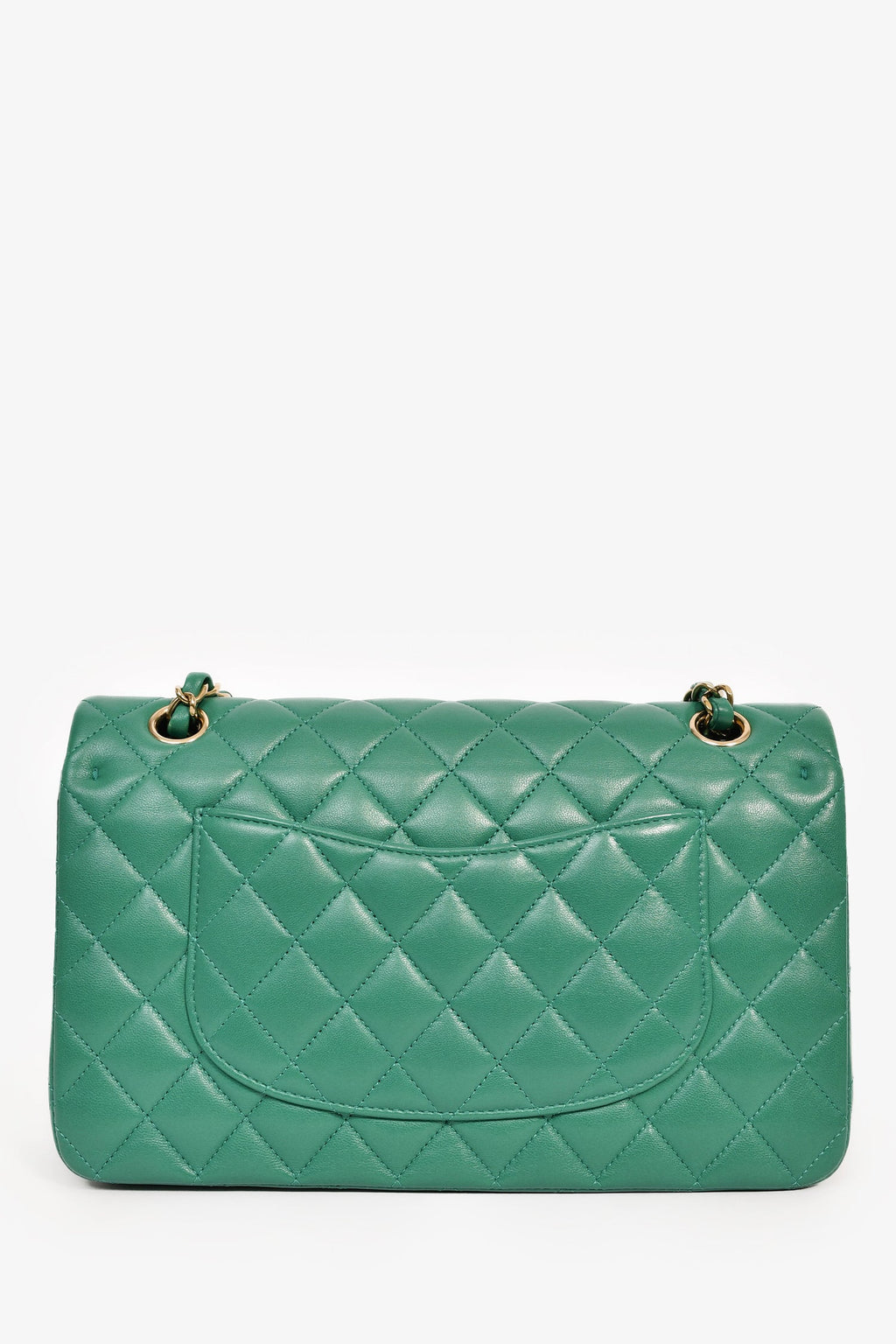 Chanel™ 2022 Dark Green Lambskin Medium Classic Double Flap Shoulder Bag