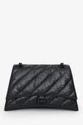 Balenciaga Black Crackled Leather Medium Crush Shoulder Chain Bag