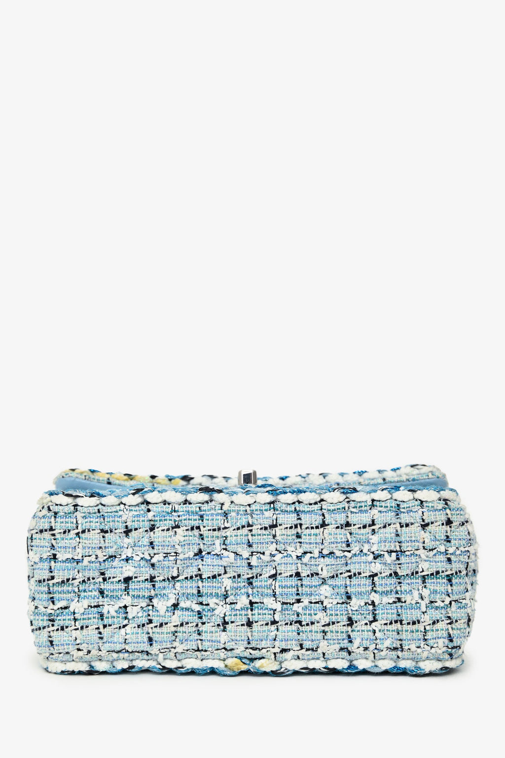 Chanel™ 2019C Blue Tweed Mini Single Flap Silver Hardware