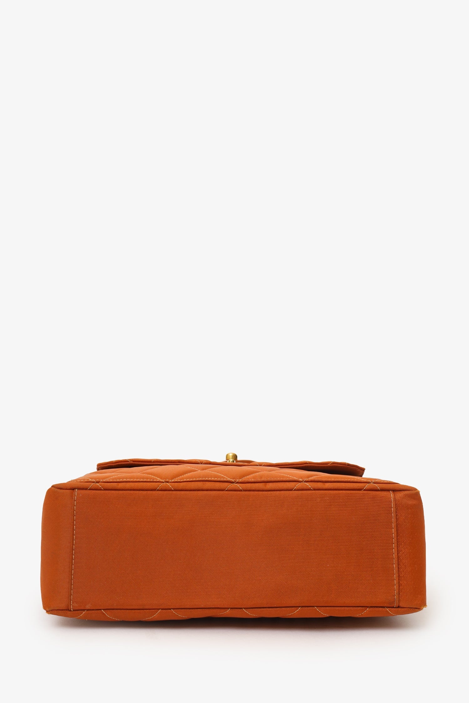 Chanel™ 1996-97 Orange Nylon Quilted Two Pocket Shoulder Bag