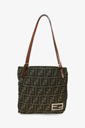 Fendi Brown Canvas Zucca Jacquard Baguette Tote Bag