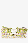 Fendi Limited Edition White/Green Fringe Beaded Embroidery Baguette Pochette