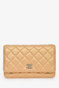 Chanel™ 2019 Gold Metallic Enamel CC Logo Wallet On Chain