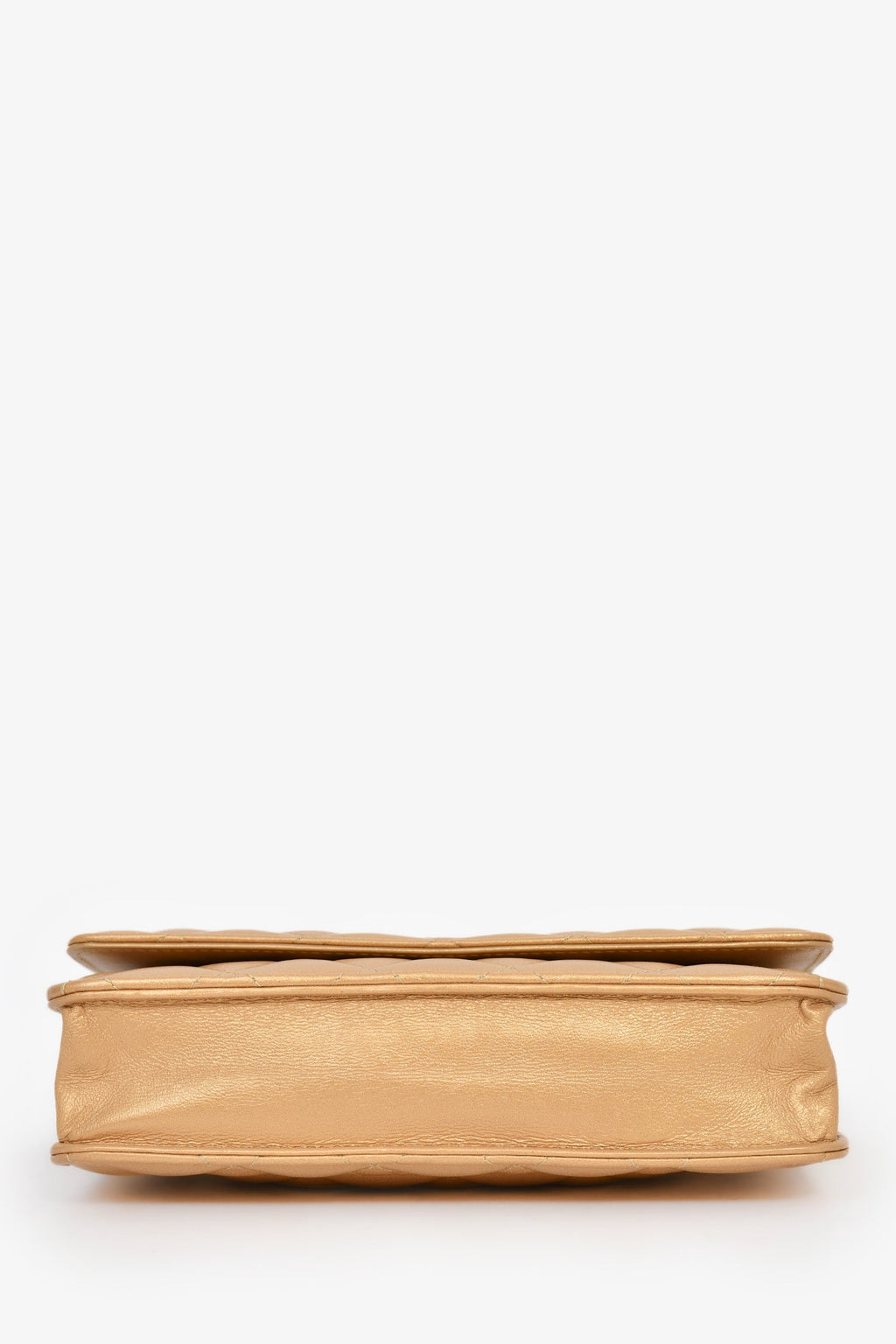 Chanel™ 2019 Gold Metallic Enamel CC Logo Wallet On Chain