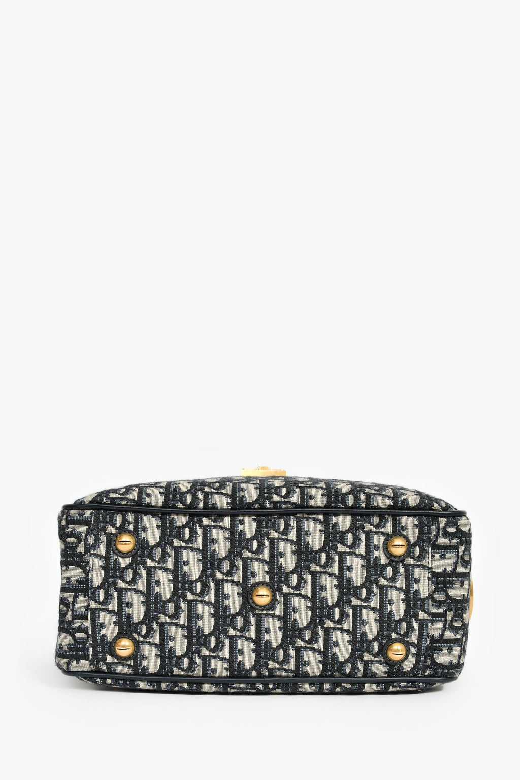 Christian Dior 2017 Navy Oblique Jacquard Bowling Bag with Strap