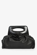 Chanel™ Vintage Black Leather Camellia Frame Clutch Bag