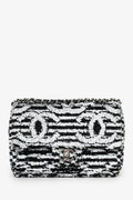 Chanel™ 24S Black/White Sequins CC Mini Single Flap Bag