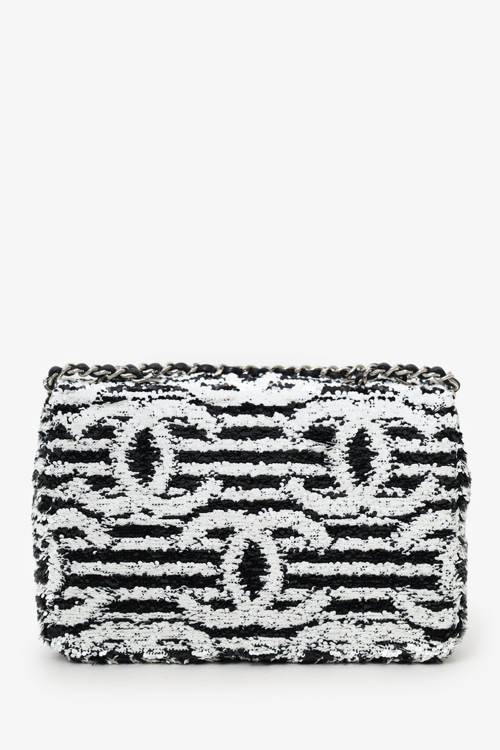 Chanel™ 24S Black/White Sequins CC Mini Single Flap Bag
