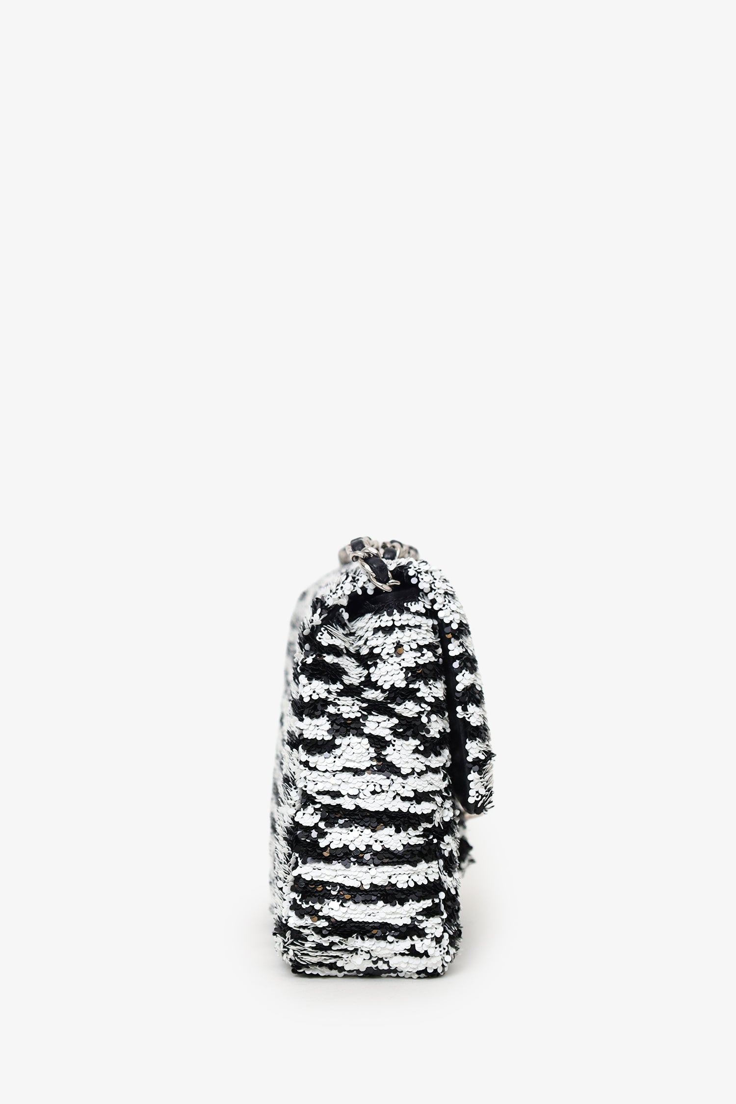 Chanel™ 24S Black/White Sequins CC Mini Single Flap Bag