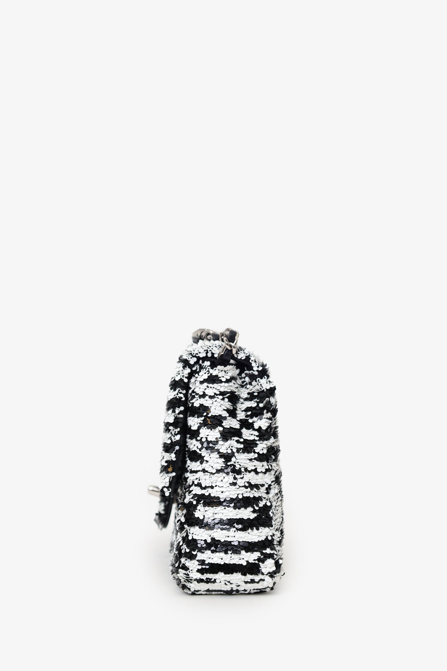 Chanel™ 24S Black/White Sequins CC Mini Single Flap Bag