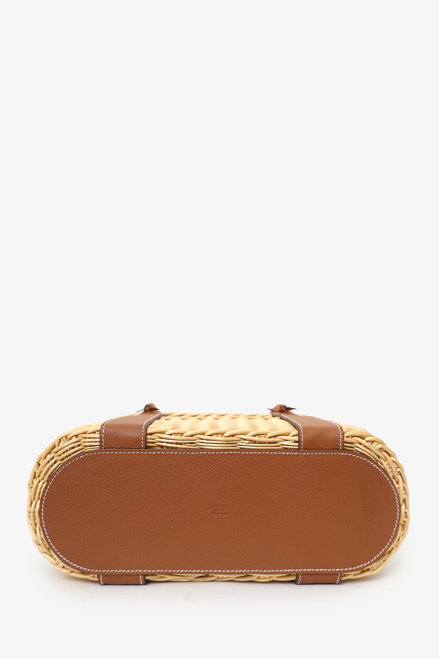 Hermès 2022 Beige/Brown Wicker/Taurillon Leather Park Bottle Basket