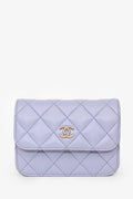 Chanel™ 2021 Purple Lambskin Leather Mini Flap Crossbody Bag