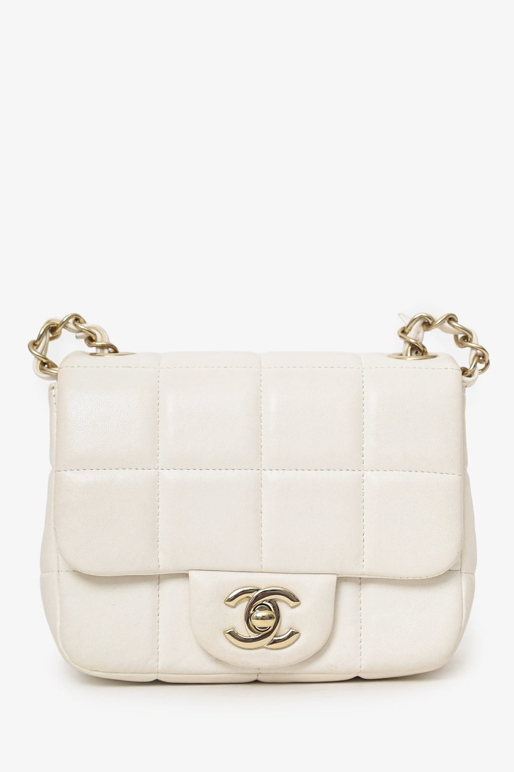Chanel™ 2023 White Quilted Lambskin Resin Crystal Monacoco Mini Square Flap Bag