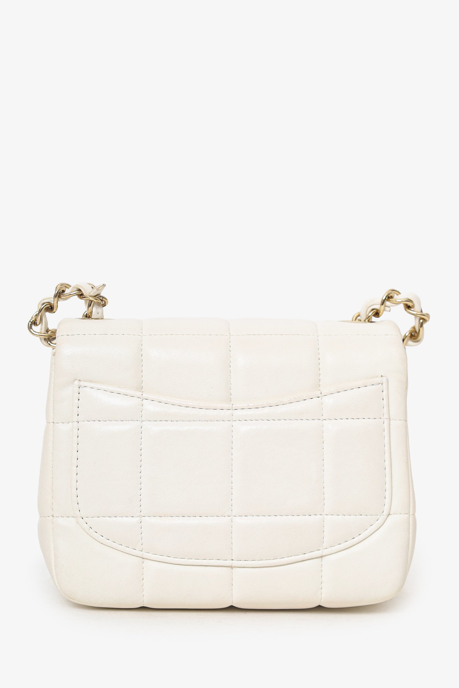 Chanel™ 2023 White Quilted Lambskin Resin Crystal Monacoco Mini Square Flap Bag