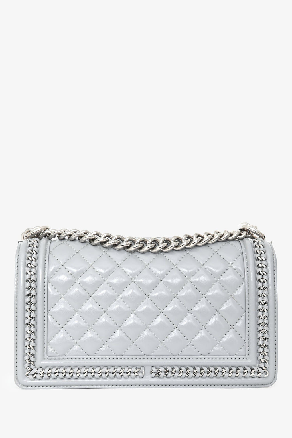 Chanel™ 2019-2020 Grey Leather Quilted Medium Boy Bag SHW