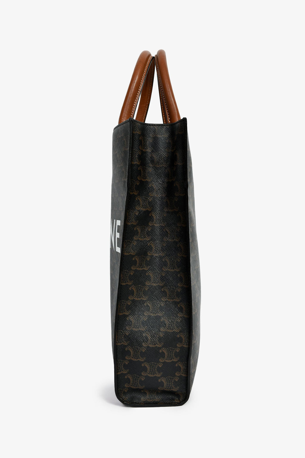 Celine 2019 Black/Brown Coated Canvas Small Triomphe Vertical Cabas Tote
