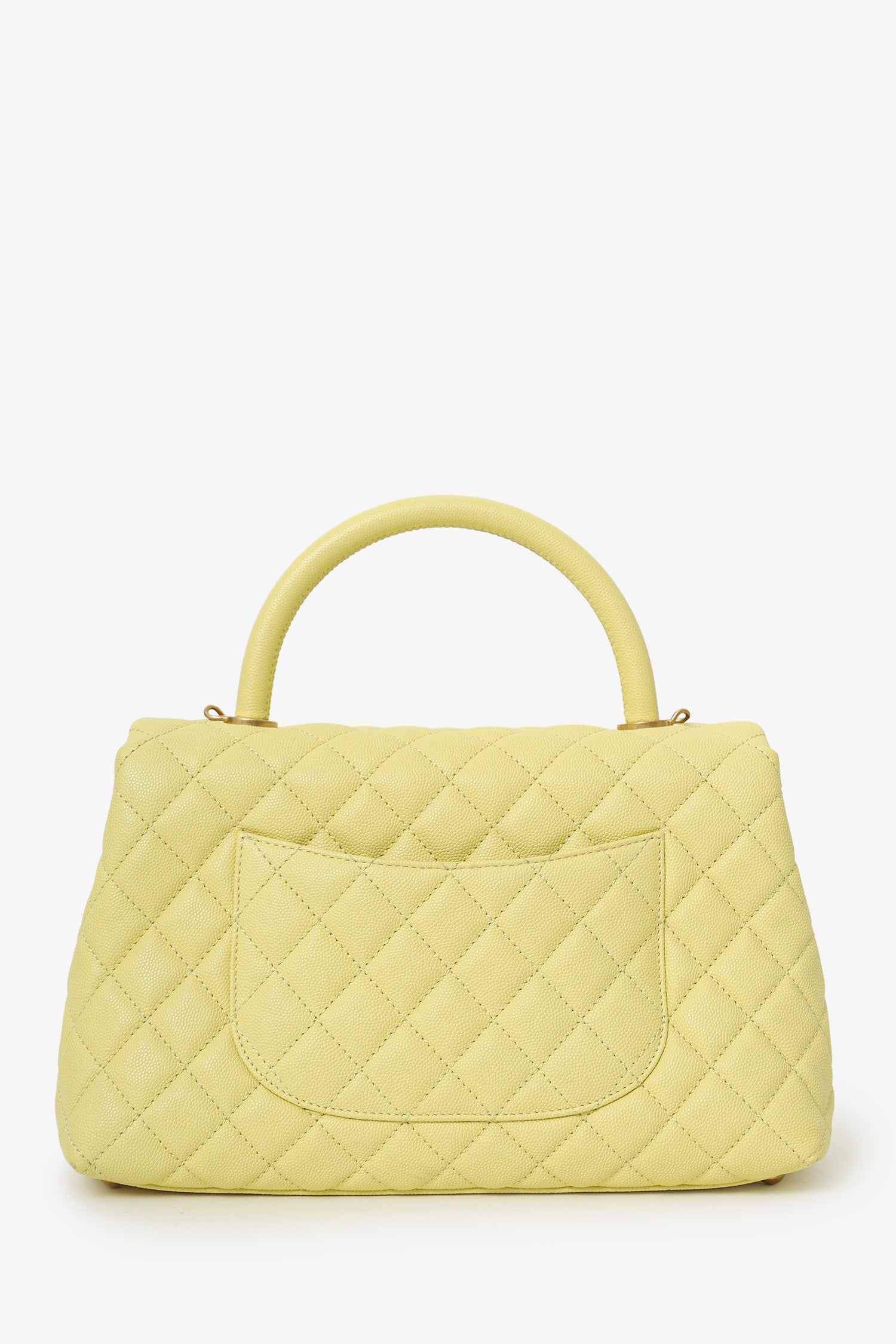Chanel™ 2017-18 Yellow Caviar Leather Medium 'Coco' Top Handle With Strap