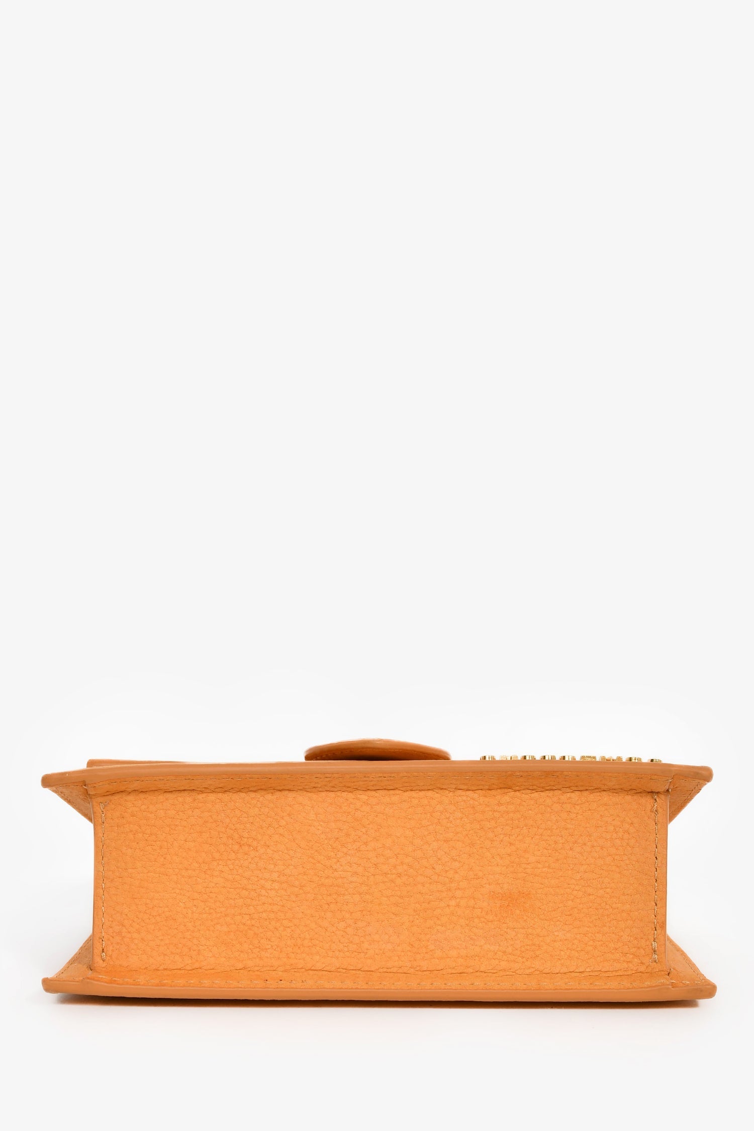 Jacquemus Yellow Brushed Leather Mini Bambino Crossbody Top Handle Bag