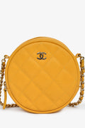 Chanel™ 2018-19 Yellow Caviar Leather Round Chain Bag