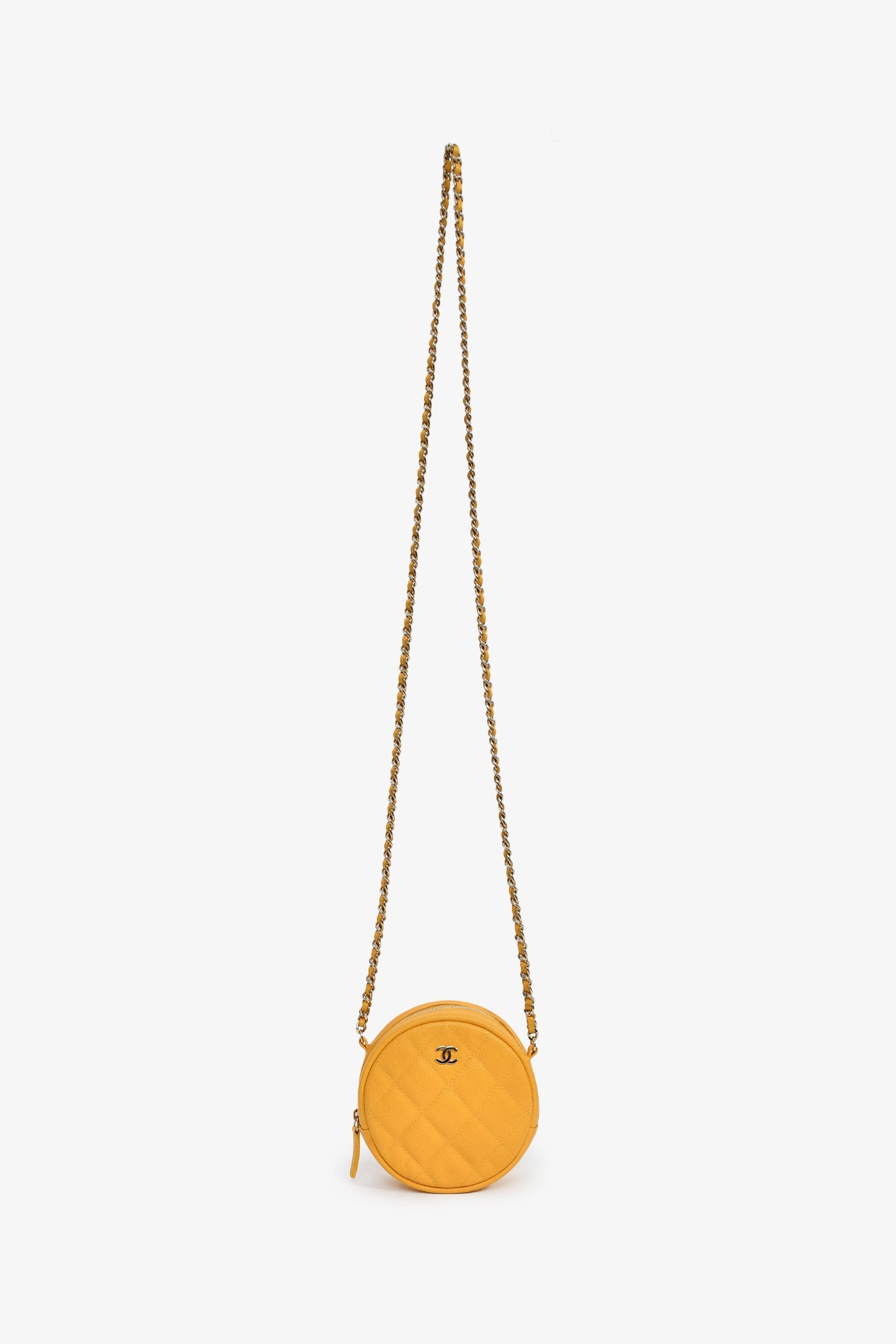 Chanel™ 2018-19 Yellow Caviar Leather Round Chain Bag
