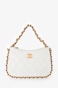 Chanel™ 2023 White Leather Mini Chain CC Round Hobo Bag GHW