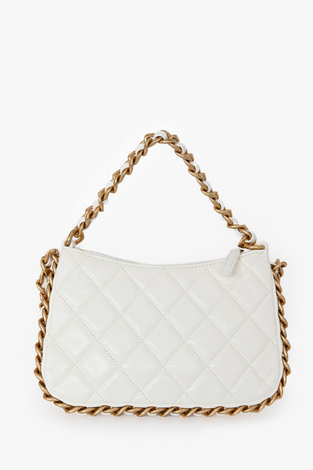 Chanel™ 2023 White Leather Mini Chain CC Round Hobo Bag GHW