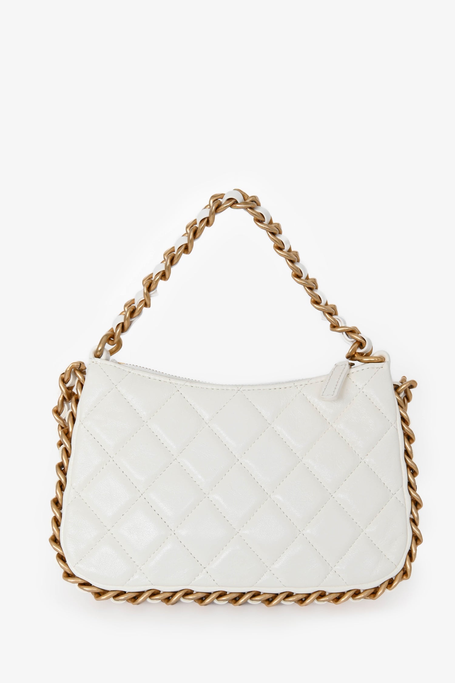 Chanel™ 2023 White Leather Mini Chain CC Round Hobo Bag GHW