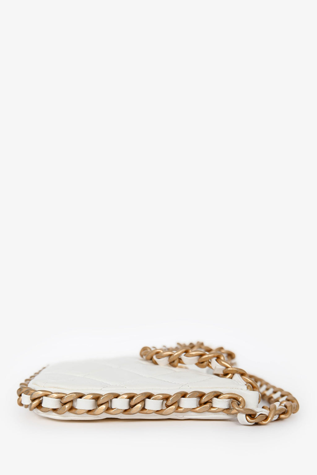 Chanel™ 2023 White Leather Mini Chain CC Round Hobo Bag GHW