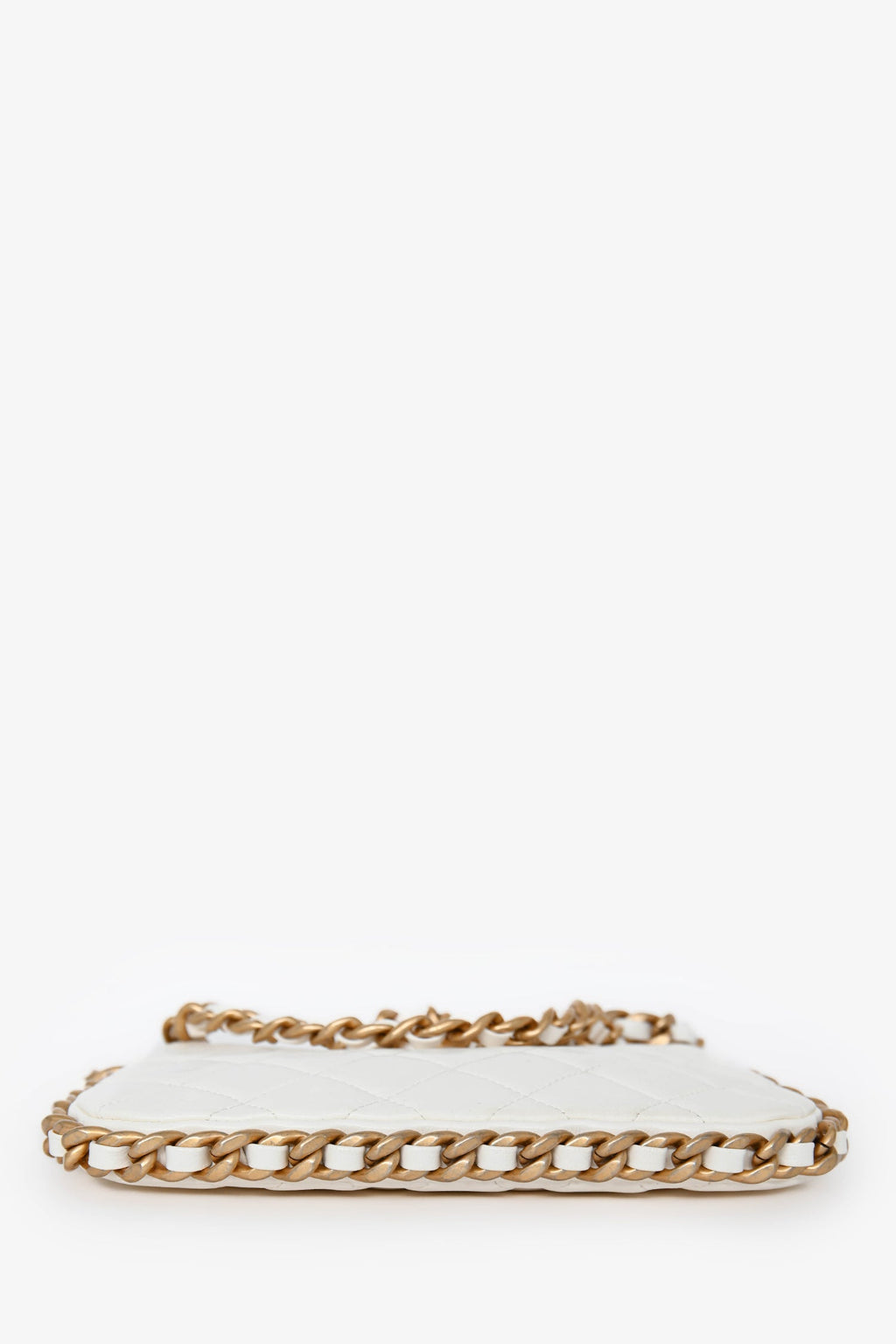 Chanel™ 2023 White Leather Mini Chain CC Round Hobo Bag GHW