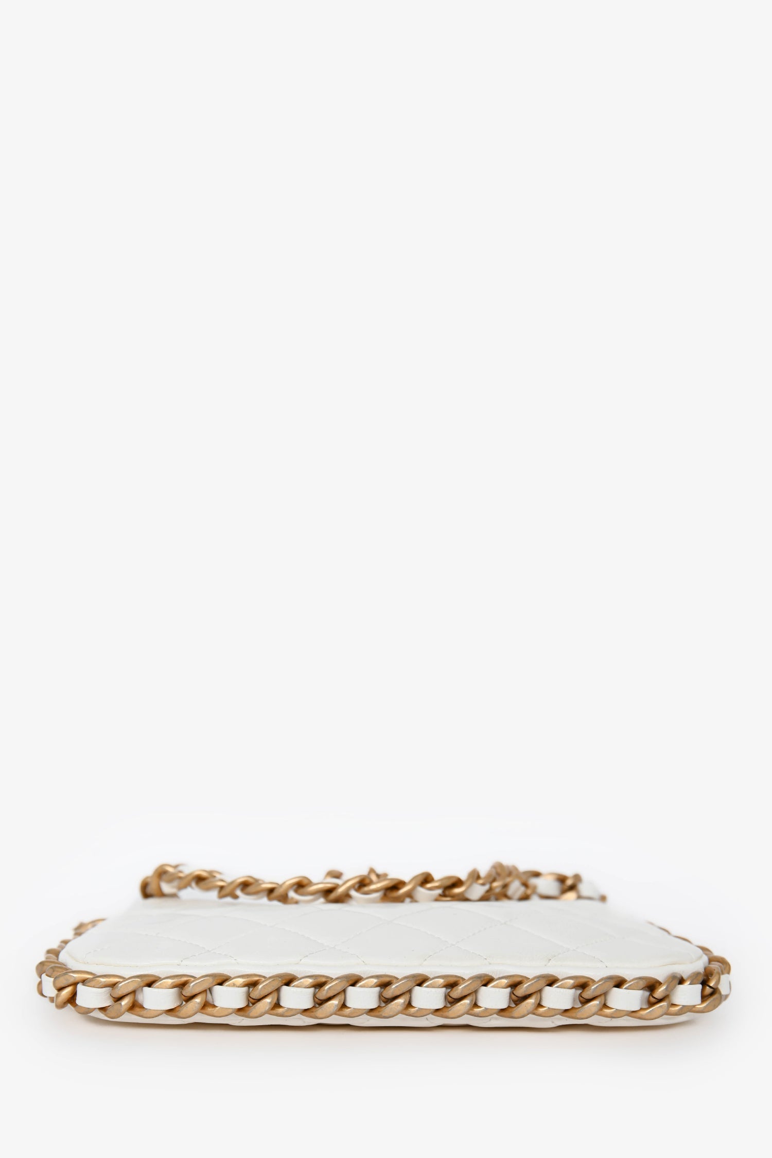 Chanel™ 2023 White Leather Mini Chain CC Round Hobo Bag GHW