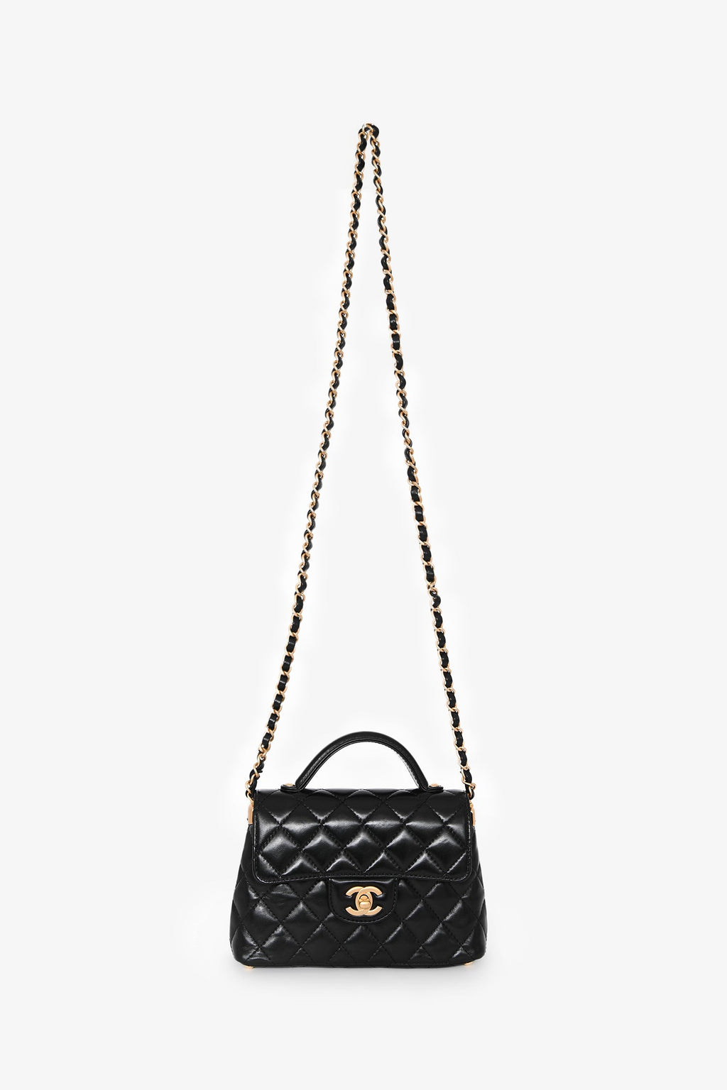 Chanel™ 2025 Black Lambskin Mini Top Handle Chain Bag