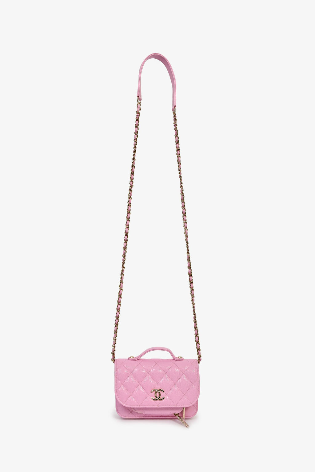 Chanel™ 2022+ Lilac Caviar Leather Business Affinity Clutch On Chain