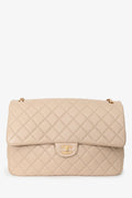 Chanel™ Beige Calfskin Leather Airline XXL Single Flap Bag