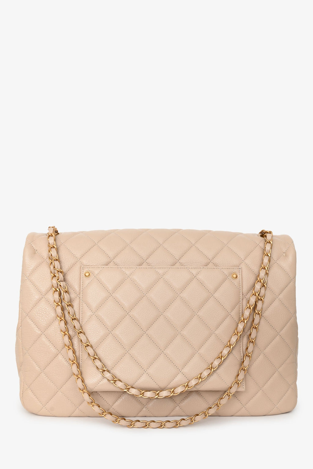 Chanel™ Beige Calfskin Leather Airline XXL Single Flap Bag