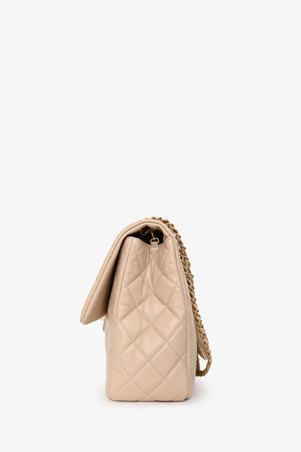 Chanel™ Beige Calfskin Leather Airline XXL Single Flap Bag